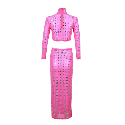 SS2302 Kimshein Fashion Crystal Ball Gown Set for Women Slim Fit Long Pants Party Dress Two-Piece Formal Wear Evening Gown
