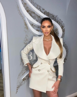 BA2226 White Formal Jacket Business Wear Luxurious Women's Fashion Long Sleeve Suit Coat Elegant 1.5 kg Polyester Lining