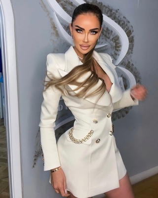 BA2226 White Formal Jacket Business Wear Luxurious Women's Fashion Long Sleeve Suit Coat Elegant 1.5 kg Polyester Lining