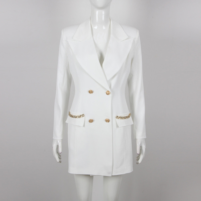 BA2226 White Formal Jacket Business Wear Luxurious Women's Fashion Long Sleeve Suit Coat Elegant 1.5 kg Polyester Lining