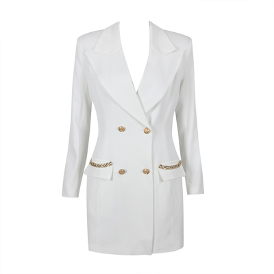 BA2226 White Formal Jacket Business Wear Luxurious Women's Fashion Long Sleeve Suit Coat Elegant 1.5 kg Polyester Lining