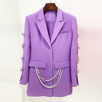BA2227 Women's Winter Office Jacket Pink Sequin Blazer with Water Drill and Rhinestone No Hood Payment Trade Assurance