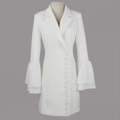 Kimshein BA2219 Ladies' Flared Trousers Outfit Official Black and White Suit Jacket Elegant Mini Tight Corset Dress