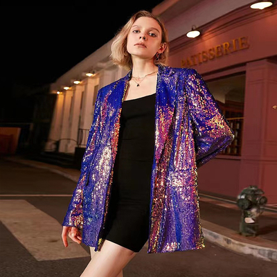 BA2214 Shiny Sequin Dress Women's Elegant Party Evening Dress Sexy V-Neck Long Sleeve Coast Suit Dress with Other Craft
