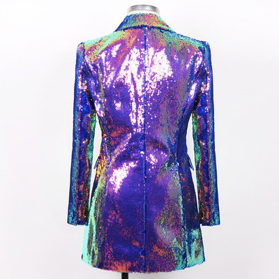 BA2214 Shiny Sequin Dress Women's Elegant Party Evening Dress Sexy V-Neck Long Sleeve Coast Suit Dress with Other Craft