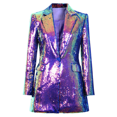 BA2214 Shiny Sequin Dress Women's Elegant Party Evening Dress Sexy V-Neck Long Sleeve Coast Suit Dress with Other Craft