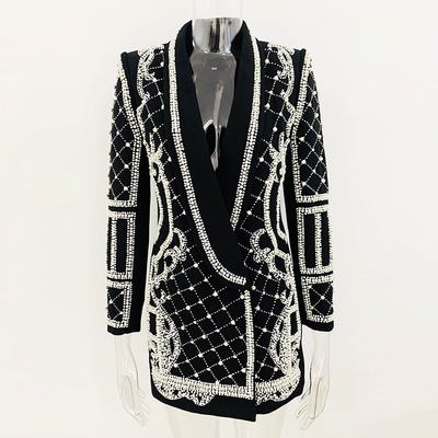 Kimshein BA2211 2023 Fashionable Luxurious Handmade Gorgeous Water Diamond Pearl Long Sleeve Office Tight Top for Women