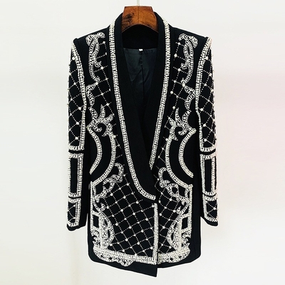 Kimshein BA2211 2023 Fashionable Luxurious Handmade Gorgeous Water Diamond Pearl Long Sleeve Office Tight Top for Women
