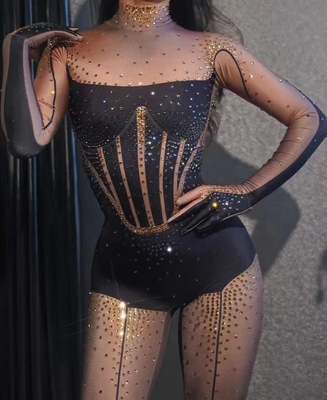 Kimshein AD1704 Diamond Tight Bodysuit for Women in Club Set Summer Bodycon Bodysuit Set