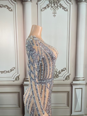 AD1534 Kimshein O-Neck Long Sleeve Tight Jumpsuit for Women Shiny Sequin Decoration and Minimum Order of 1 Piece