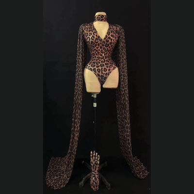 Neck V-Neck Leopard Print Birthday Party Show Jumpsuit AD1512 Kimshein 7-Day Fast Sampling with Intelligent Tracking Support