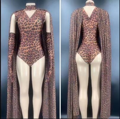 Neck V-Neck Leopard Print Birthday Party Show Jumpsuit AD1512 Kimshein 7-Day Fast Sampling with Intelligent Tracking Support