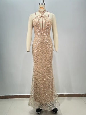 ED2714 Luxury Women's Backless Evening Dress Sexy Mesh Sequin Maxi Dress Tight Dance Party Dress Fashion Women's Clothing