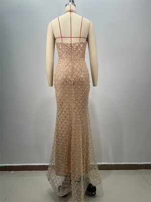 ED2714 Luxury Women's Backless Evening Dress Sexy Mesh Sequin Maxi Dress Tight Dance Party Dress Fashion Women's Clothing