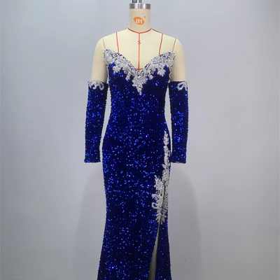 ED2683 High Slit Sequin Evening Dress Add a Touch of Glamour to Your Look at Exclusive Events