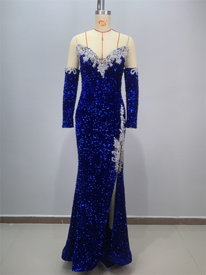 ED2683 High Slit Sequin Evening Dress Add a Touch of Glamour to Your Look at Exclusive Events