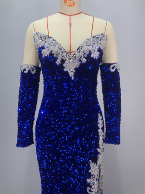 ED2683 High Slit Sequin Evening Dress Add a Touch of Glamour to Your Look at Exclusive Events