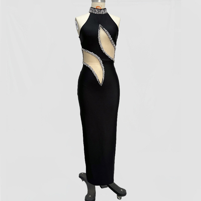 SB3366 Women's Crystal Diamond Luxury Tight Bandage Dress for Day Parties and Special Occasions
