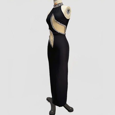 SB3366 Women's Crystal Diamond Luxury Tight Bandage Dress for Day Parties and Special Occasions