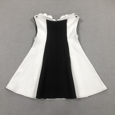 SB3363 Women's Fashion Sexy Mini Birthday Dress with 3D Flowers and Strapless Bandage Dress Mini Skirt Crafted Technique