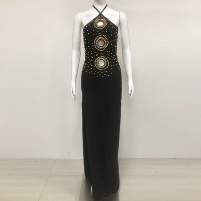 SB3353 end Sexy Hollow Bandage Evening Dress Black Fashion Backless Tight Beaded Dress with Customized Logo and Design