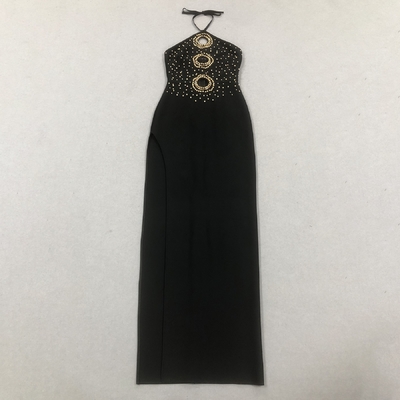 SB3353 end Sexy Hollow Bandage Evening Dress Black Fashion Backless Tight Beaded Dress with Customized Logo and Design