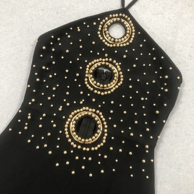 SB3353 end Sexy Hollow Bandage Evening Dress Black Fashion Backless Tight Beaded Dress with Customized Logo and Design