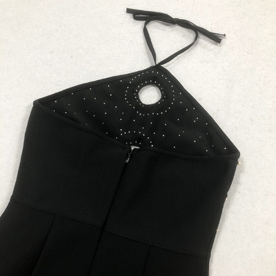 SB3353 end Sexy Hollow Bandage Evening Dress Black Fashion Backless Tight Beaded Dress with Customized Logo and Design