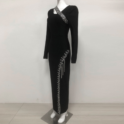 LS2621 Kimshein Long Sleeve Maxi Crystal Ball Gown Bandage Dress for Women Elegant and Stylish 600 Pieces
