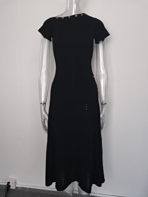KD2356 Short Sleeve Knitted Dress Elegant Slim Lady's Fashion Long Dress for Special Occasions in Summer