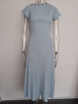 KD2356 Short Sleeve Knitted Dress Elegant Slim Lady's Fashion Long Dress for Special Occasions in Summer