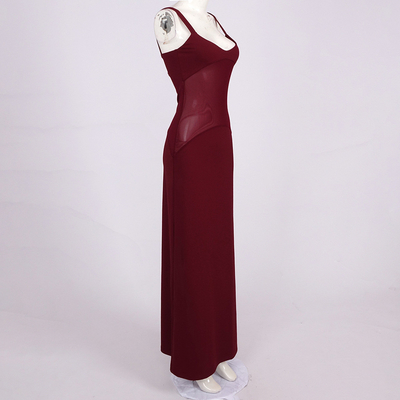 SB3356 Goldsin Summer Collection Women's Elegant Party Dress with Illusion Elements and Sleeveless Design Dry Clean Only