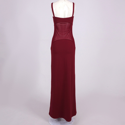 SB3356 Goldsin Summer Collection Women's Elegant Party Dress with Illusion Elements and Sleeveless Design Dry Clean Only