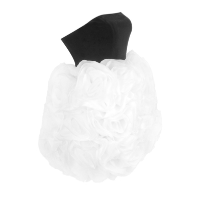 Guangdong SB3350 Fashionable Velvet 3D Mesh Pleated Floral Strapless Black Evening Dress for Party Elegant Slim Fit Dress