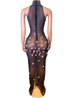 AD254 Kimshein Luxury Sleeveless Rhinestone Fashion Floral Party Dress for Girls Evening Dress and Ready to Ship from Stock
