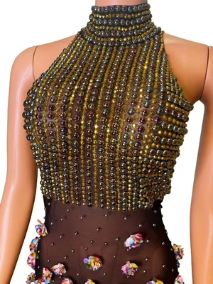 AD254 Kimshein Luxury Sleeveless Rhinestone Fashion Floral Party Dress for Girls Evening Dress and Ready to Ship from Stock