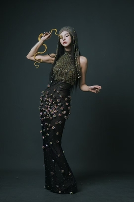 AD254 Kimshein Luxury Sleeveless Rhinestone Fashion Floral Party Dress for Girls Evening Dress and Ready to Ship from Stock