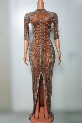 AD2461 Kimshein Women's Fashion Short Sleeve Crystal Charming Evening Dress Custom Logo/Graphic Design and Dyeing Process