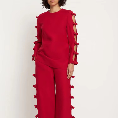 Kimshein SR2298 Fashionable and Unique Design Women's Suit with Hollow Out Butterfly Bow Shipped by DHL TNT FEDEX EMS UPS