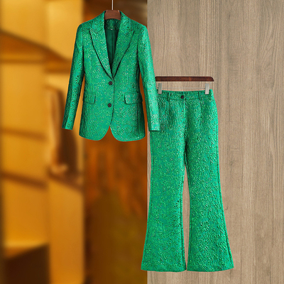 Polyester-Cotton Material Mrs. Jinxin's Spring Fashion Classic Women's Suit Set with Notched Collar and Floral Design Now