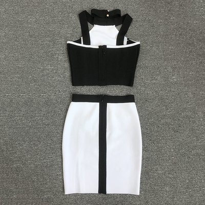 SS2306 Kimshein 2-Piece Sexy Sleeveless Bandage Summer Bodycon Mini Skirt Set for Parties without Decor from Guangdong