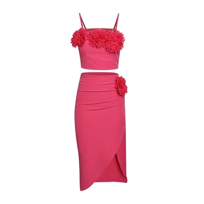 SS2293 Kimshein Fashion Floral Two-Piece Set for Women None Printing Method Made in Guangdong