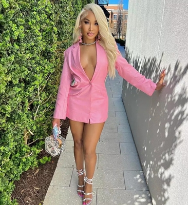 Casual H3333 Kimshein Women's Sexy Deep V-Neck Open Back Strap Sequin Long Sleeve Suit Jacket for Dazzling Appearance
