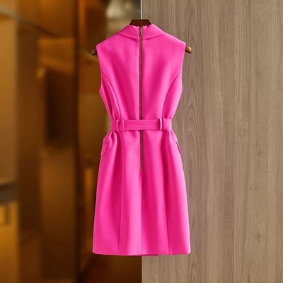 Kimshein Women's Tight-Fit Jacket and Off-Shoulder Dress Gold Belt Accent A-Line Mini Dress for a Fashionable Office Look