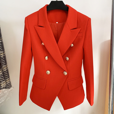 1pcs Minimum Order Quantity 2021 Red Elegant Autumn Floral Button Women's Jacket and Coat for Formal Office without Hood