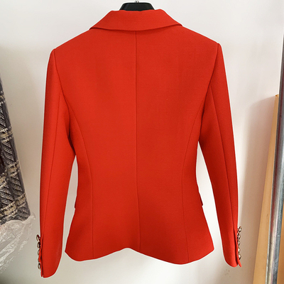 1pcs Minimum Order Quantity 2021 Red Elegant Autumn Floral Button Women's Jacket and Coat for Formal Office without Hood