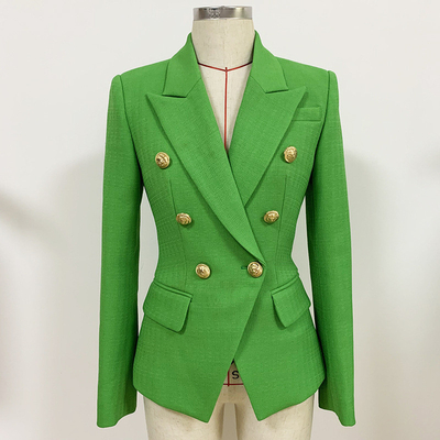 White-collar Women's Autumn Business Suit Olive Monochrome Winter Jacket with Solid Design and Plus Size from Guangdong