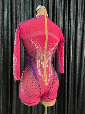 AD1486 Kimshein Backless V-Neck Diamond Short Crystal Rhinestone Jumpsuit Set Summer Fashion for the Bold and Beautiful