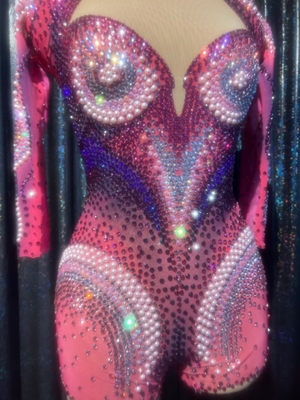 AD1486 Kimshein Backless V-Neck Diamond Short Crystal Rhinestone Jumpsuit Set Summer Fashion for the Bold and Beautiful