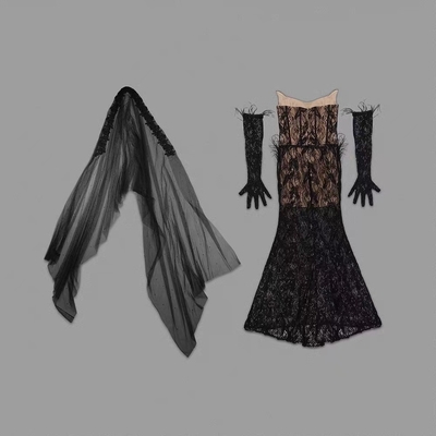Luxury Women's Fashion Lace Floor-Length Evening Dress with Feather for Adults ED2702 Kimshein Material Polyester/Cotton